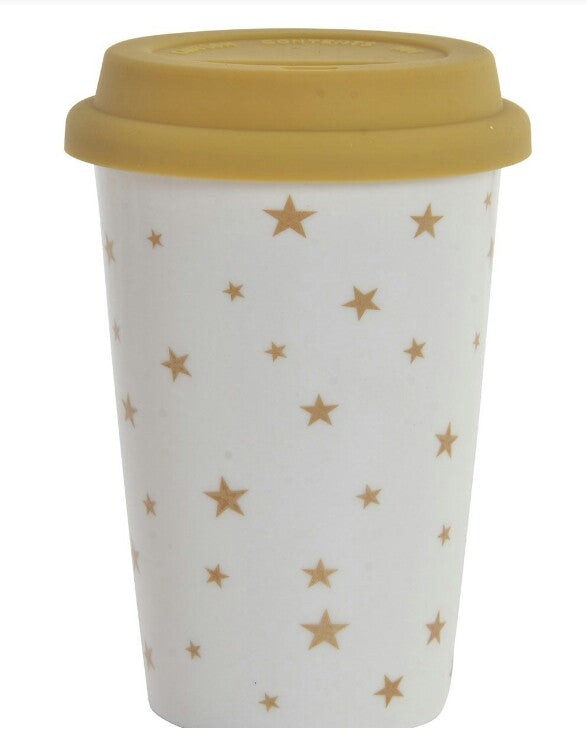 Vaso dorado de estrellas con tapa / Nadie sin regalo