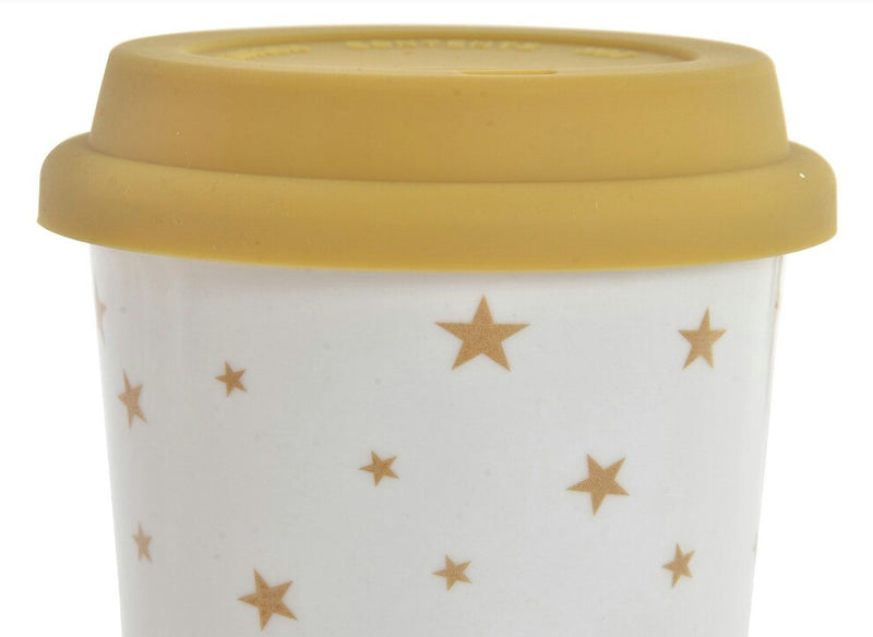 Vaso dorado de estrellas con tapa detalle estrellas / Nadie sin regalo