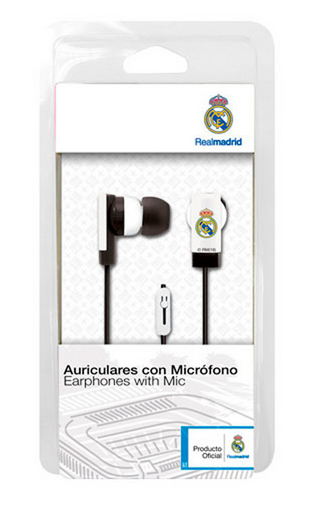 Auricular botón con micrófono del Real Madrid "blanco" / Nadie sin regalo