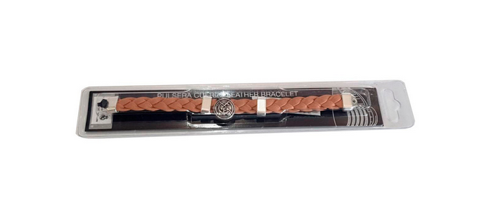 Pulserdel Real Madrid trenza de cuero "marron" / Nadie sin regalo