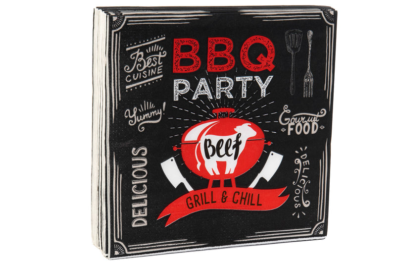 Servilleta BBQ Party en negro / Nadie sin regalo