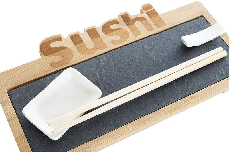 Set de sushi en bambu y pizarra / Nadie sin regalo