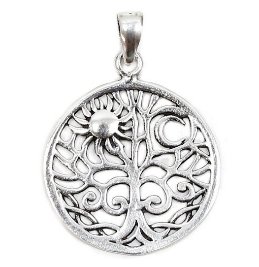 Colgante de plata árbol de la vida sol y luna / Nadie sin regalo