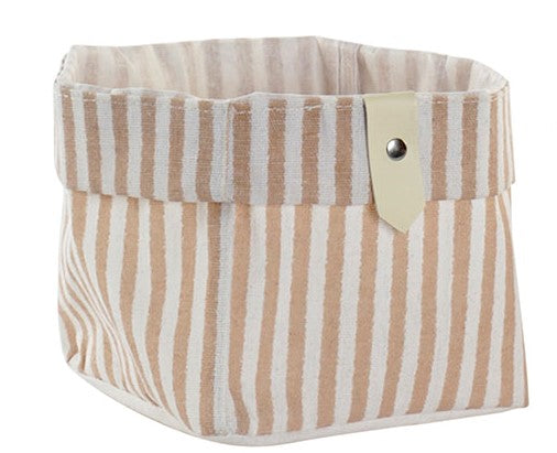 Cesta de almacenaje con rayas mostaza / Nadie sin regalo