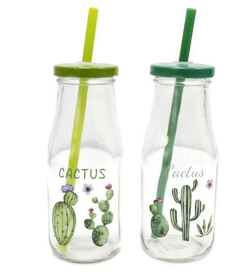 Botellas cactus cristal con tapa / Nadie sin regalo