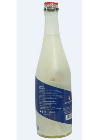 Botella de vino blanco frizante Atlético de Madrid 1903 por detrás / Nadie sin regalo