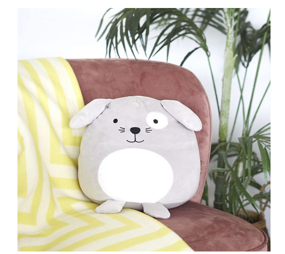 Cojín Woof! en color Gris con forma de perro ejemplo / Nadie sin regalo