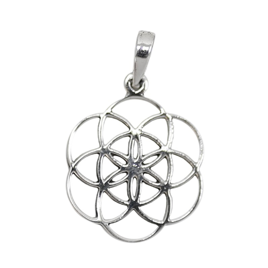 Colgante de plata flor de la vida -lineal / Nadie sin regalo