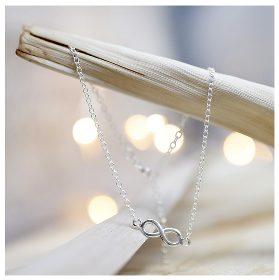 Pulsera tobillera de plata - Infinito 2 / Nadie sin regalo