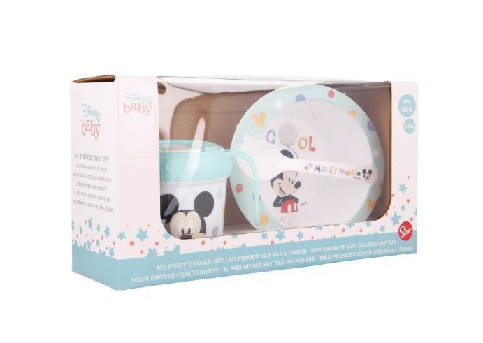 Set baby 3 piezas de Mickey Disney en caja detalle / Nadie sin regalo