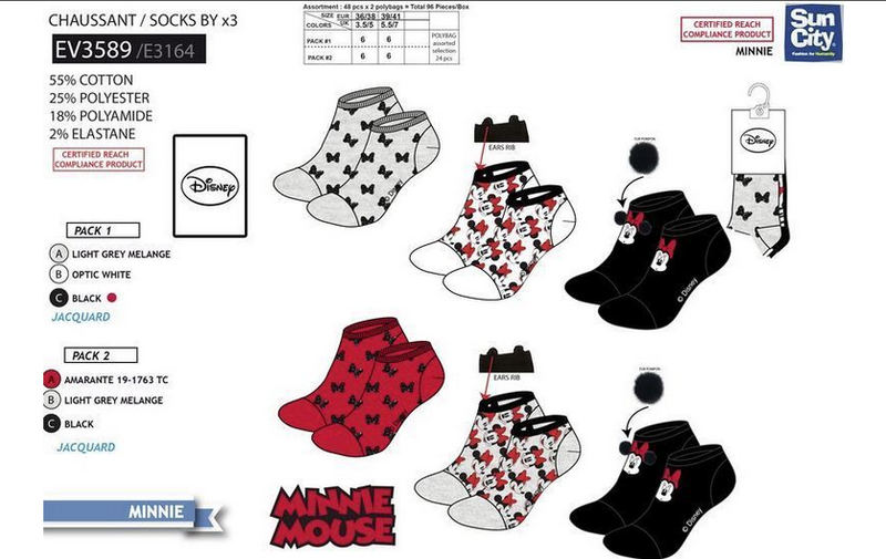 Pack de 3 calcetines tobilleros de Minnie Disney / Nadie sin regalo